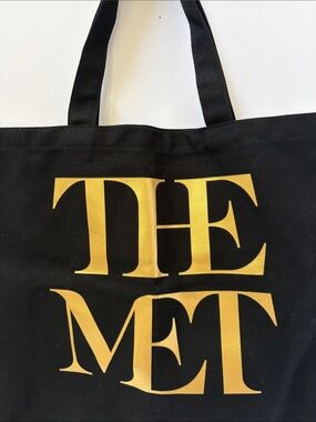 The Met Black Tote Bag with Gold Logo